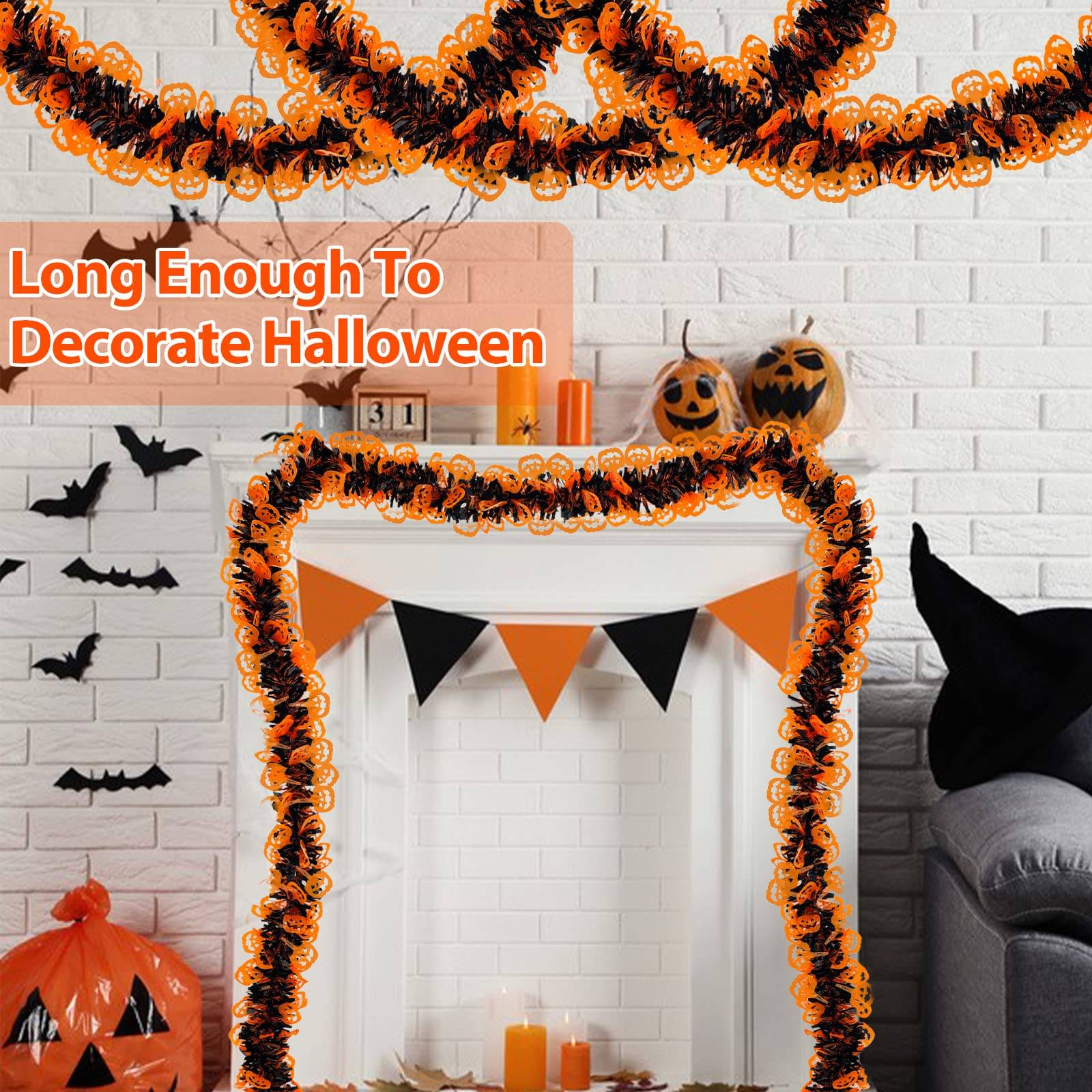 8 rubans décoratifs citrouilles d'Halloween, guirlandes scintillantes, idéales pour les décorations murales et les sapins de Noël. - Image 5