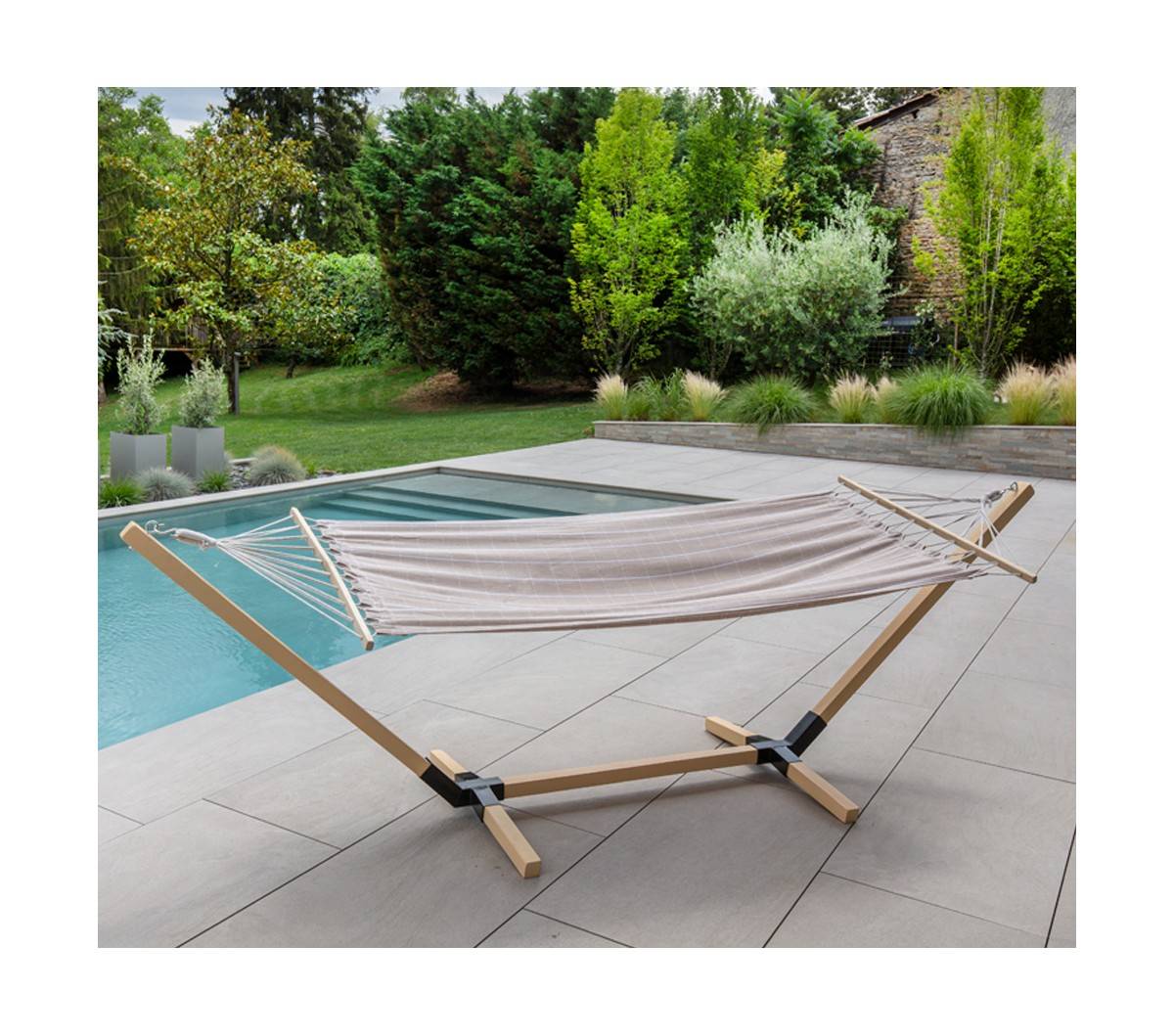 Ozalide - Hamac sur pied - 1 place - Beige en Bois - KIGALI S