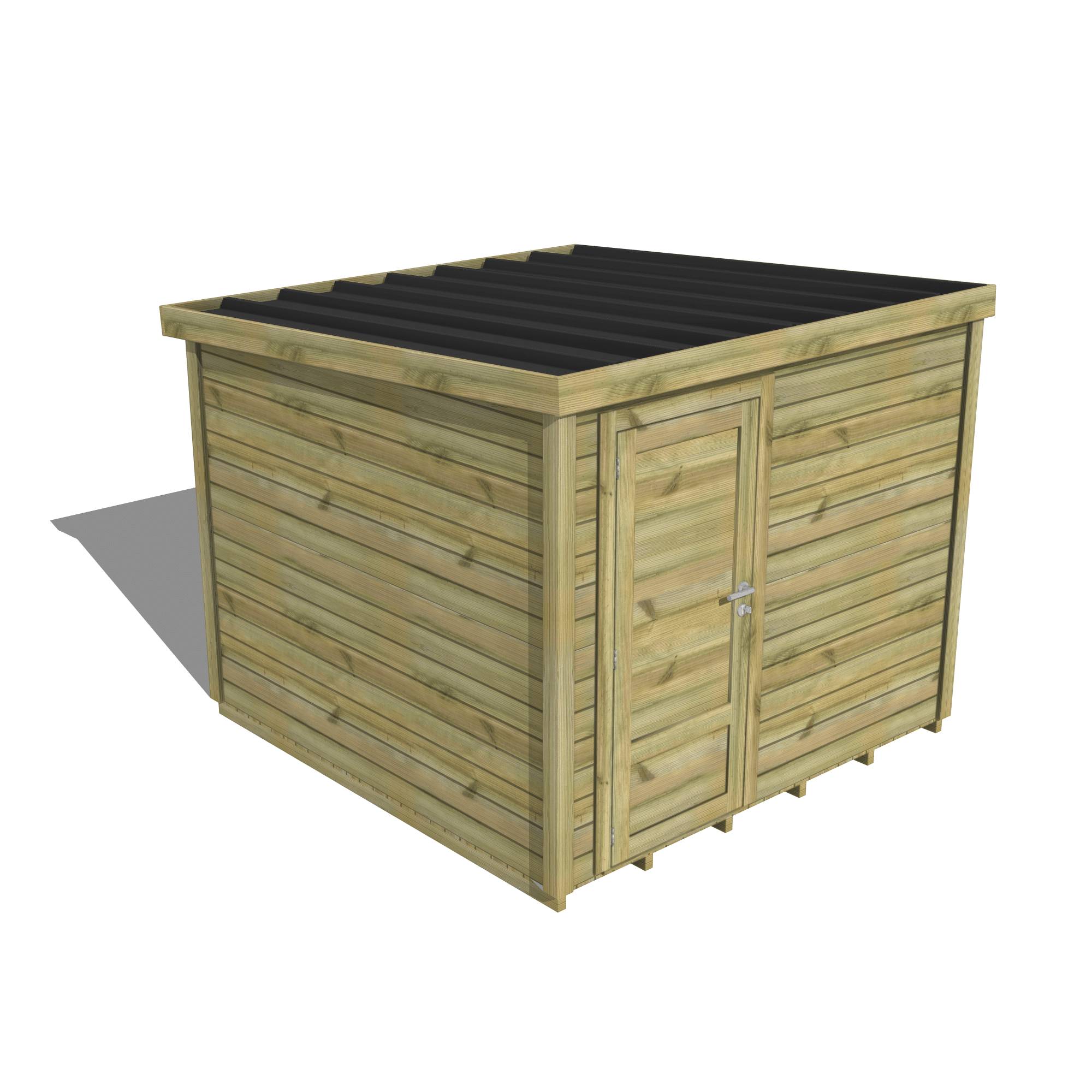Abri Français - ABRI DE JARDIN bois Pin traité autoclave 27mm - Essentiel - 2,64x2,64m / 7m2 - Bac acier - Plancher bois - Image 1