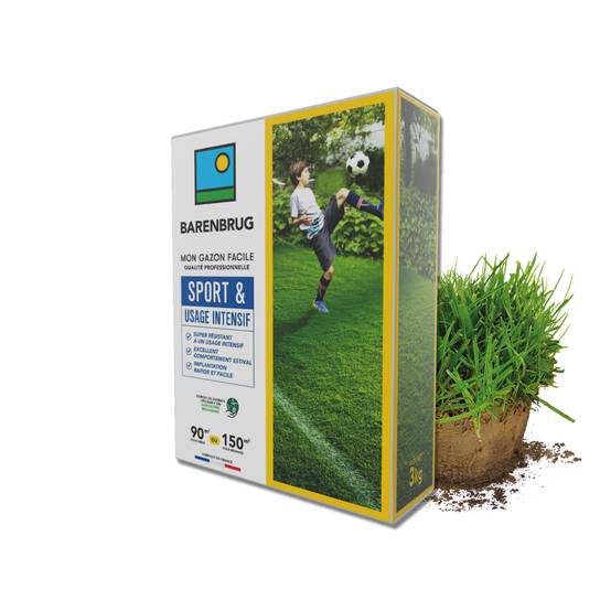 Gazon Sport & Usage intensif - Super Résistant - Excellent Comportement Estival - Implantation Rapide et Facile - 3KG - BARENBRUG - Image 1