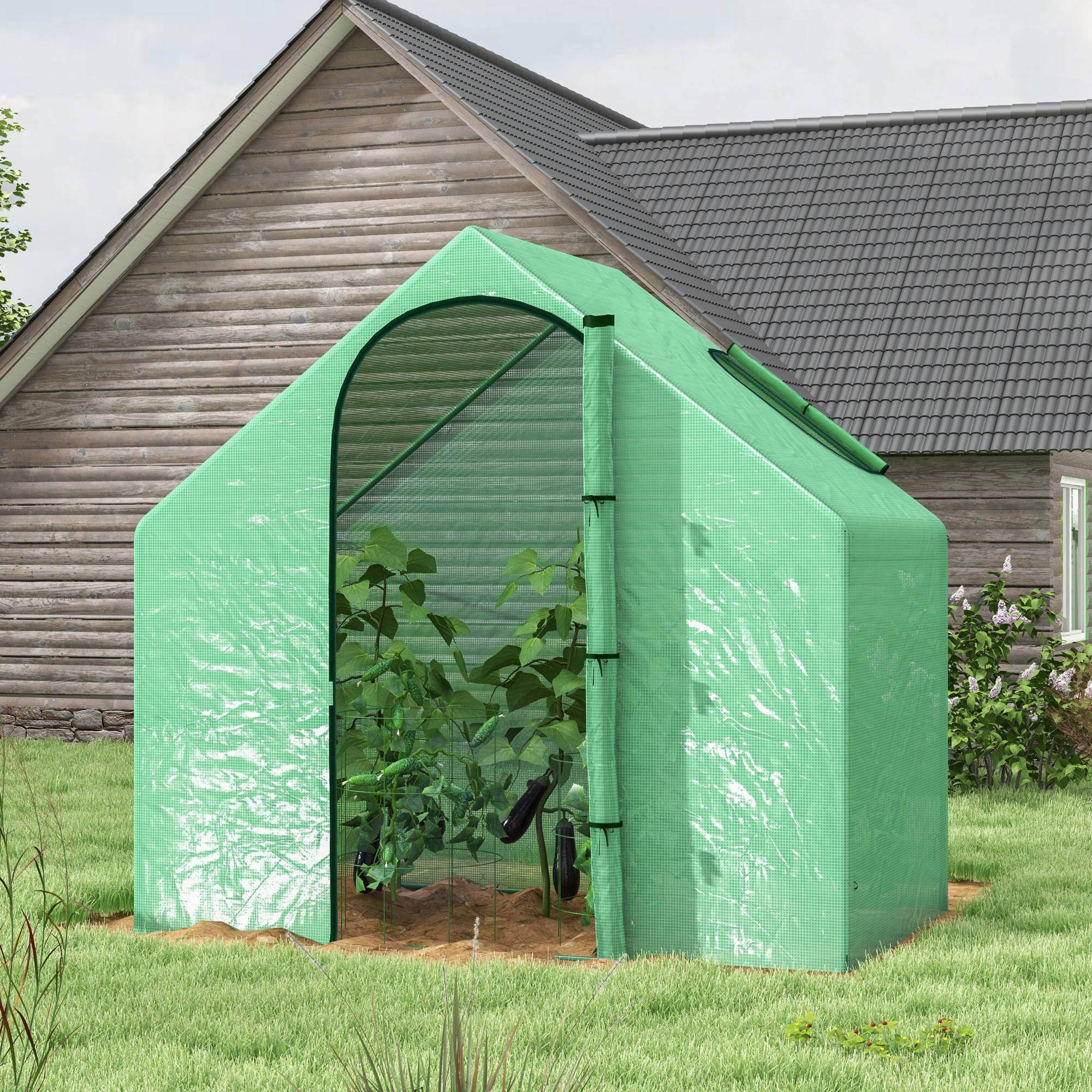 ComfortXL - Serre de jardin PE acier vert 180 x 100 x 168 cm potager fleurs porte zippée - ComfortXL Outdoor Living - Image 1