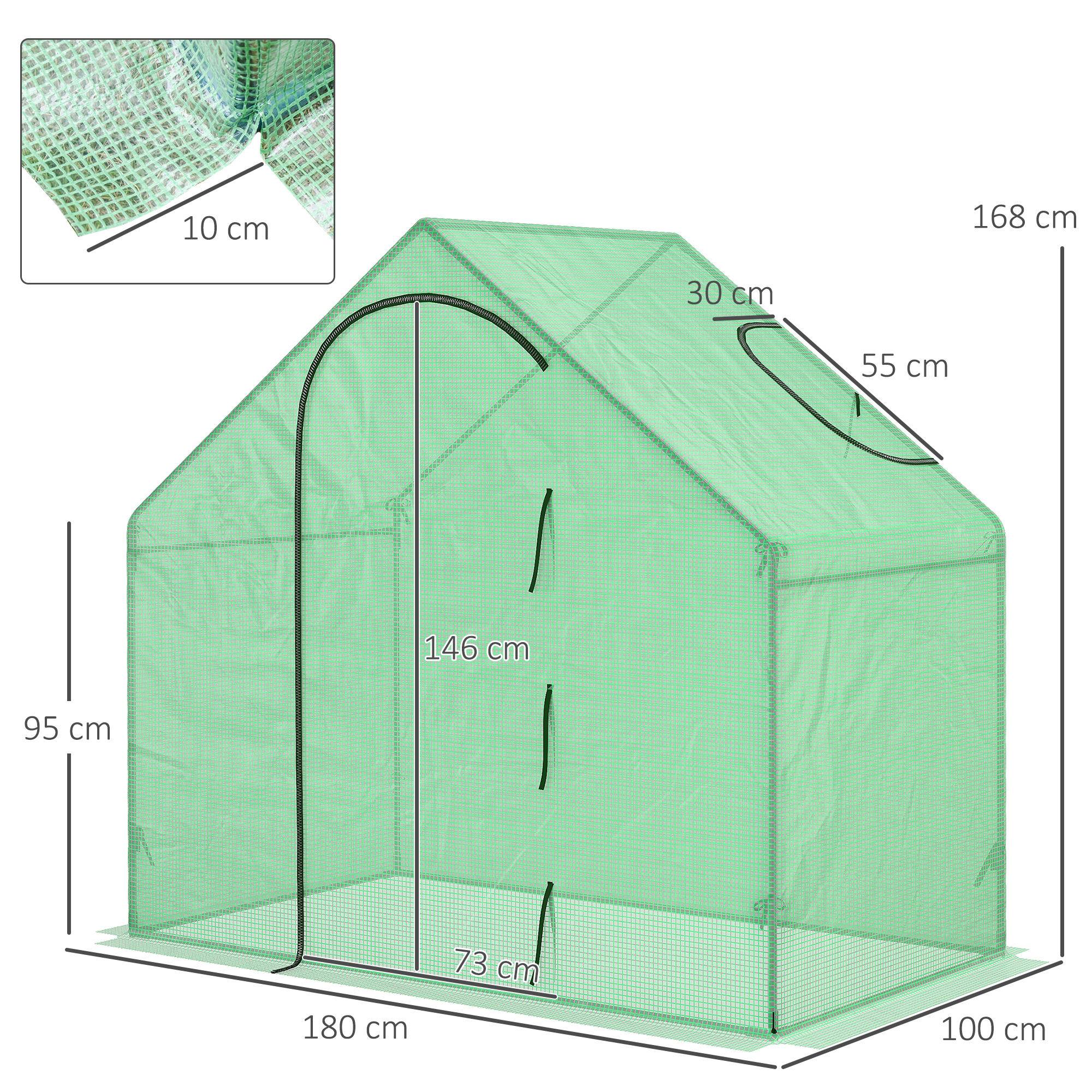 ComfortXL - Serre de jardin PE acier vert 180 x 100 x 168 cm potager fleurs porte zippée - ComfortXL Outdoor Living - Image 4