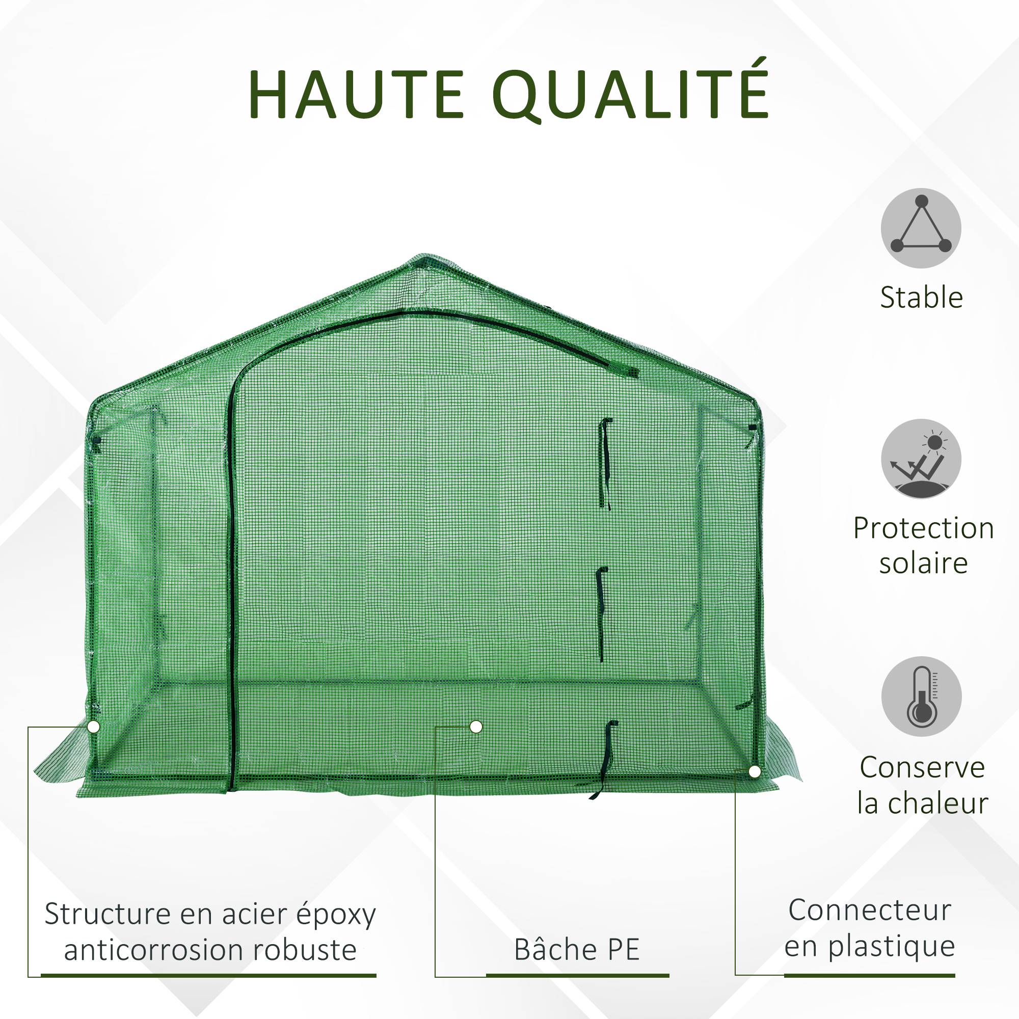 ComfortXL - Serre de jardin PE acier vert 180 x 100 x 168 cm potager fleurs porte zippée - ComfortXL Outdoor Living - Image 5