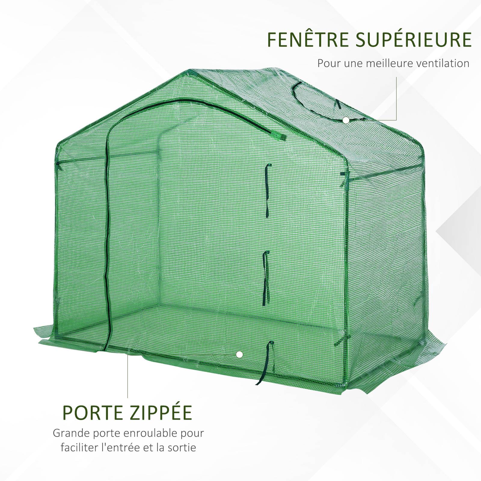 ComfortXL - Serre de jardin PE acier vert 180 x 100 x 168 cm potager fleurs porte zippée - ComfortXL Outdoor Living - Image 6