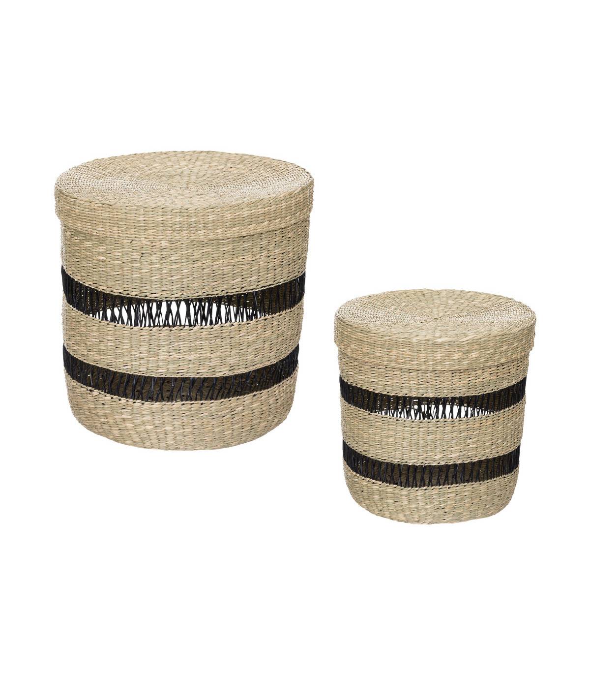 Lot de 2 paniers avec couvercle Jayla naturel - Image 1