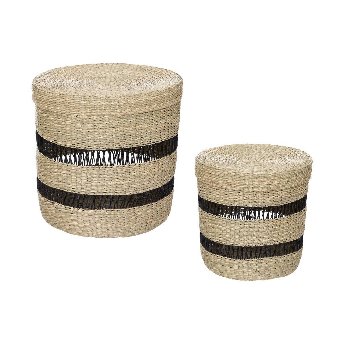 Atmosphera - Set de 2 paniers "Jayla" en jonc de mer D33/38cm - Atmosphera Créateur d'intérieur - Image 2