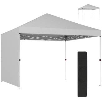 Tente pliante pop-up 3x3m avec paroi latérale, protection UPF50+, hauteur réglable, ouverture centrale, sac de transport, blanche