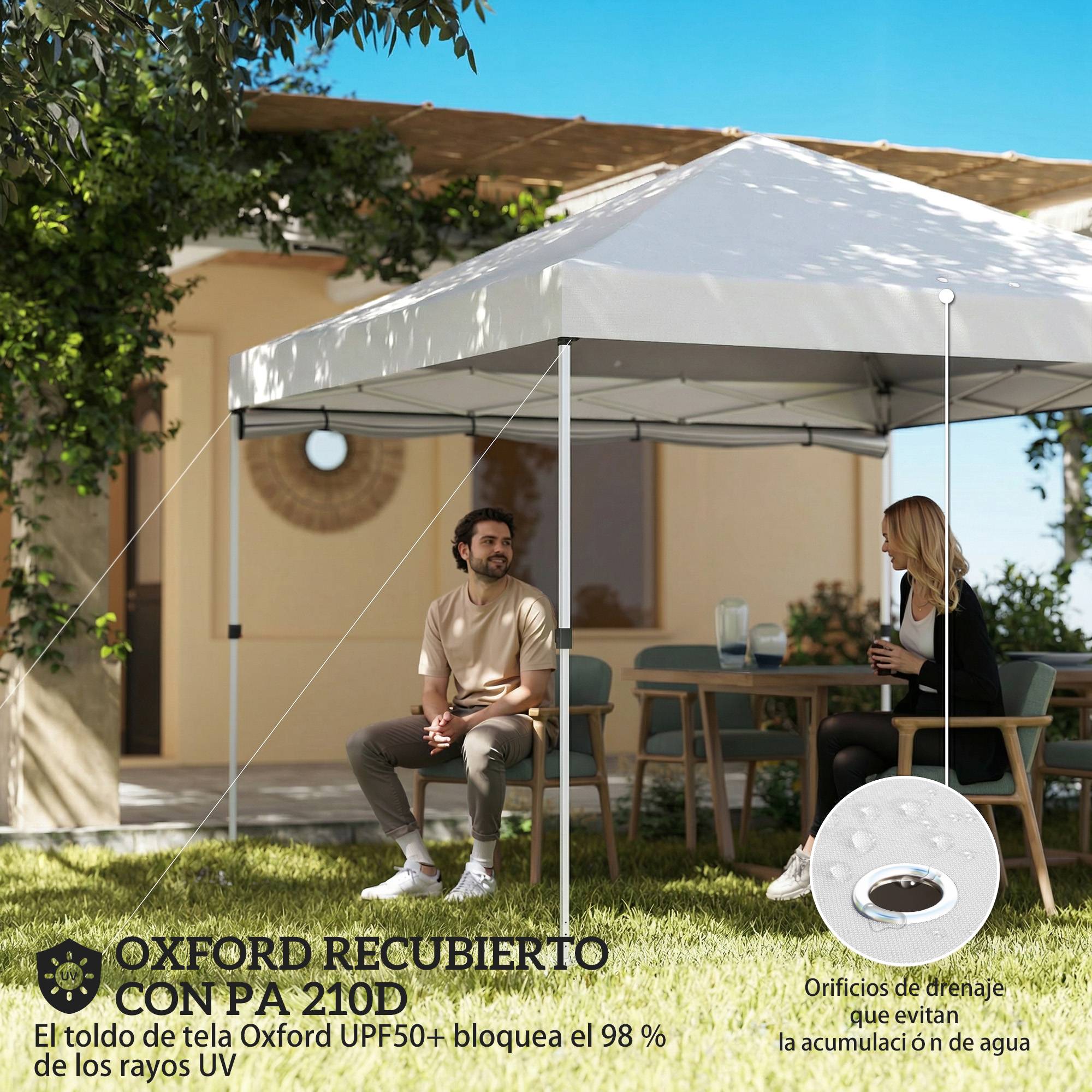 Tente pliante pop-up 3x3m avec paroi latérale, protection UPF50+, hauteur réglable, ouverture centrale, sac de transport, blanche - Image 7