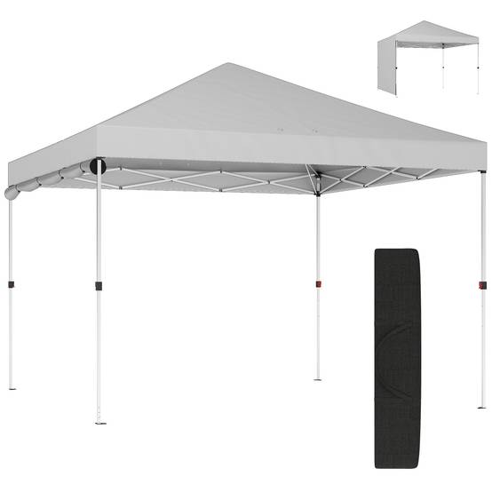 Tente pliante pop-up 3x3m avec paroi latérale, protection UPF50+, hauteur réglable, ouverture centrale, sac de transport, blanche - Image 2