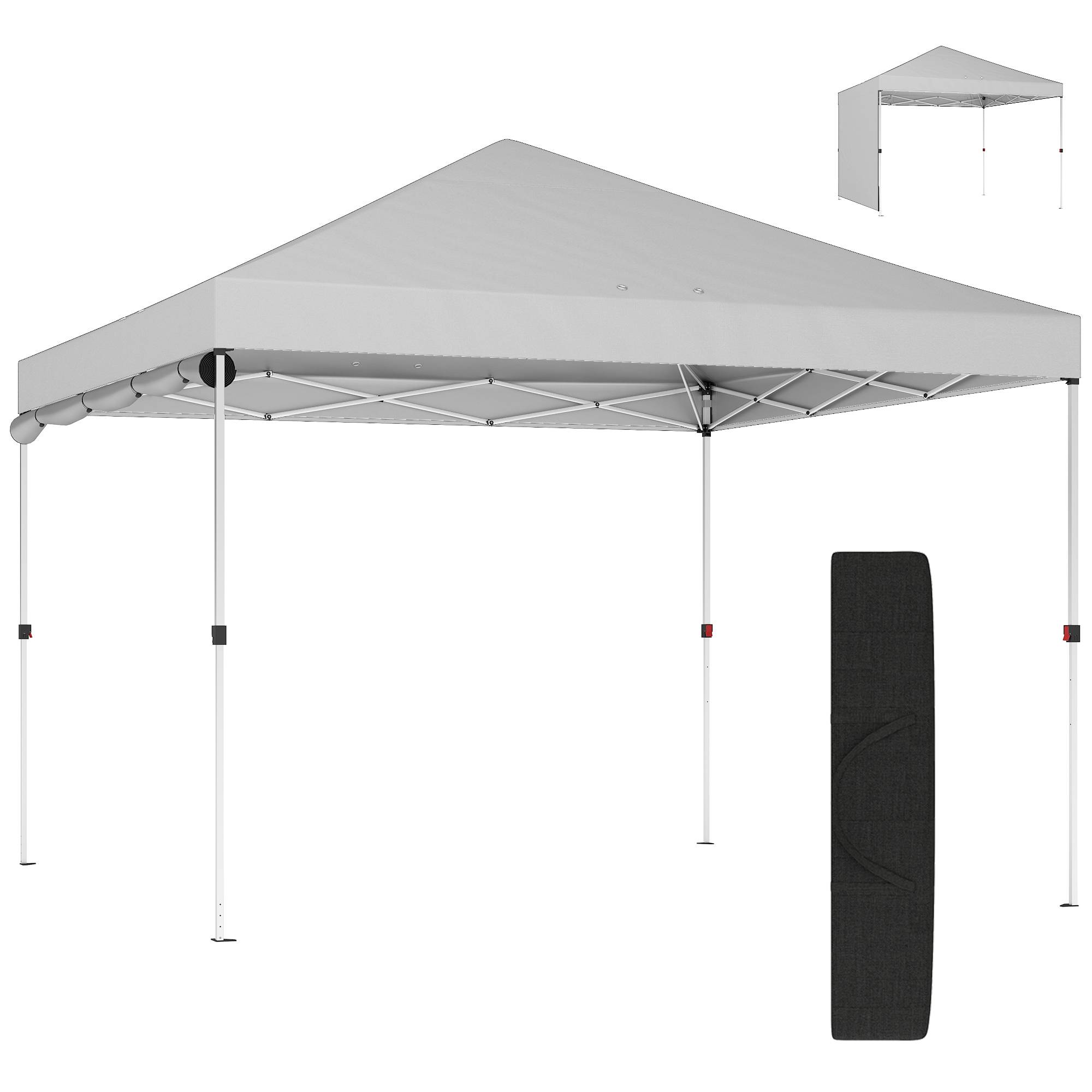 Tente pliante pop-up 3x3m avec paroi latérale, protection UPF50+, hauteur réglable, ouverture centrale, sac de transport, blanche - Image 2