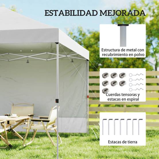 Tente pliante pop-up 3x3m avec paroi latérale, protection UPF50+, hauteur réglable, ouverture centrale, sac de transport, blanche - Image 9