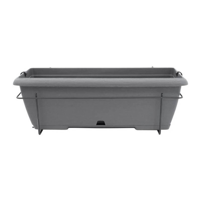 Garden ID - Kit Jardiniere Avec Support En Métal Et Plateau Intégré - Garden Id Teramo - Noir-anth 50 Cm - Effet De Pierre - Recyclé/rec - Image 3