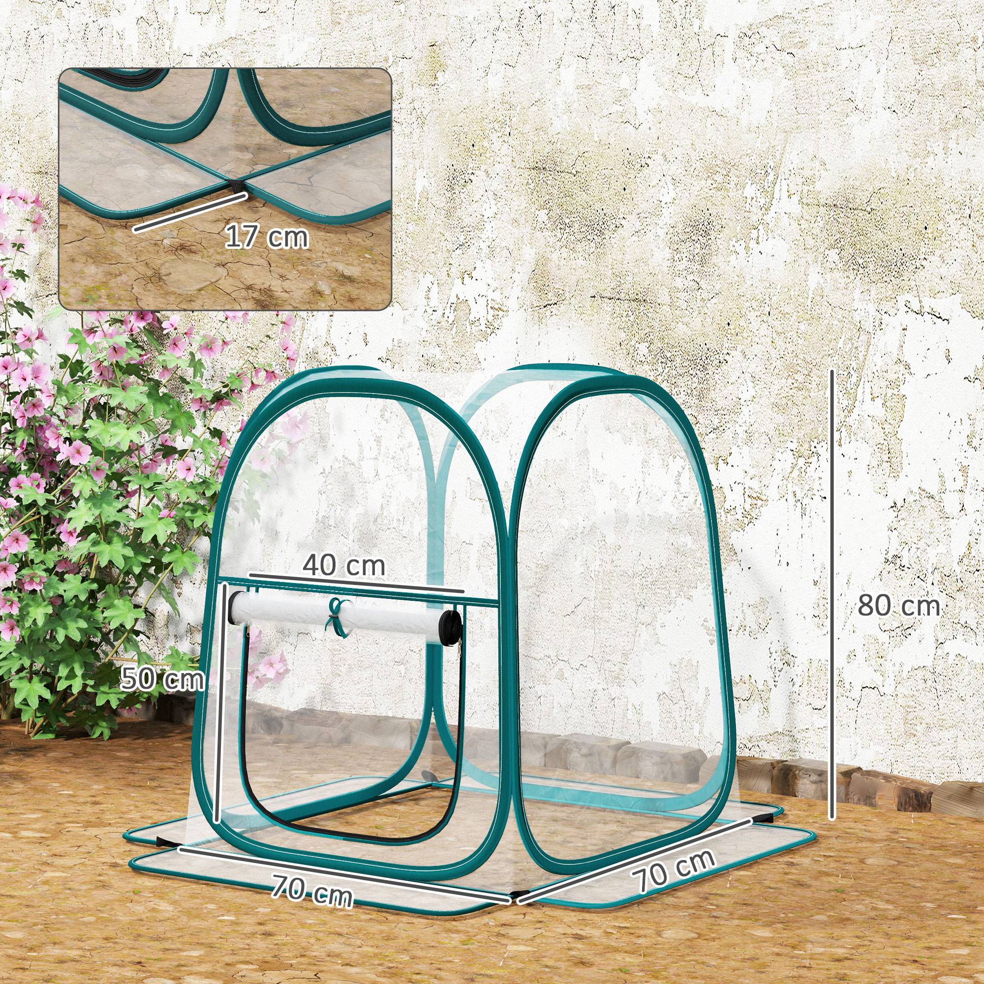 Maison Chic - Mini serre de jardin, mini pop up serre en PVC transparent, pour intérieur ou extérieur, pour légume, 70x70x80 cm - Image 5