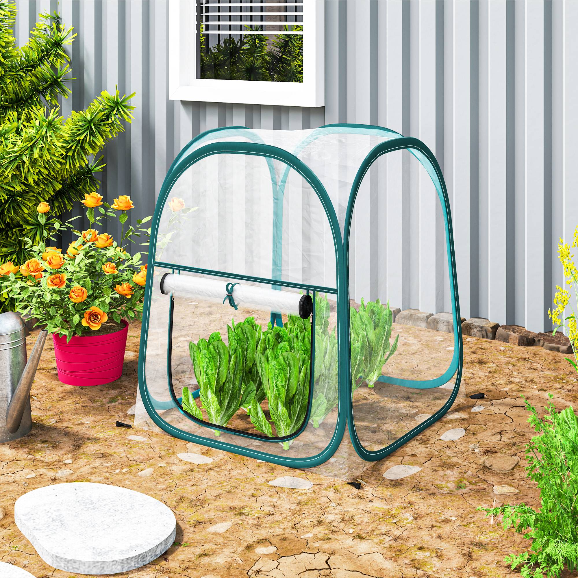 Maison Chic - Mini serre de jardin, mini pop up serre en PVC transparent, pour intérieur ou extérieur, pour légume, 70x70x80 cm - Image 2
