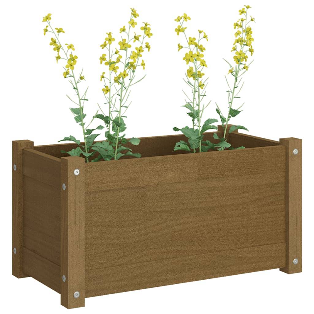 Maison Chic - Jardinière d'extérieur - Pot De Fleurs Marron miel 60x31x31 cm Bois de pin - Image 7