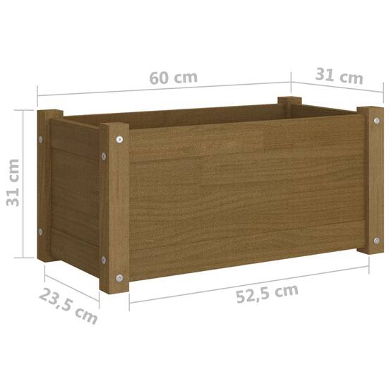 Maison Chic - Jardinière d'extérieur - Pot De Fleurs Marron miel 60x31x31 cm Bois de pin - Image 8