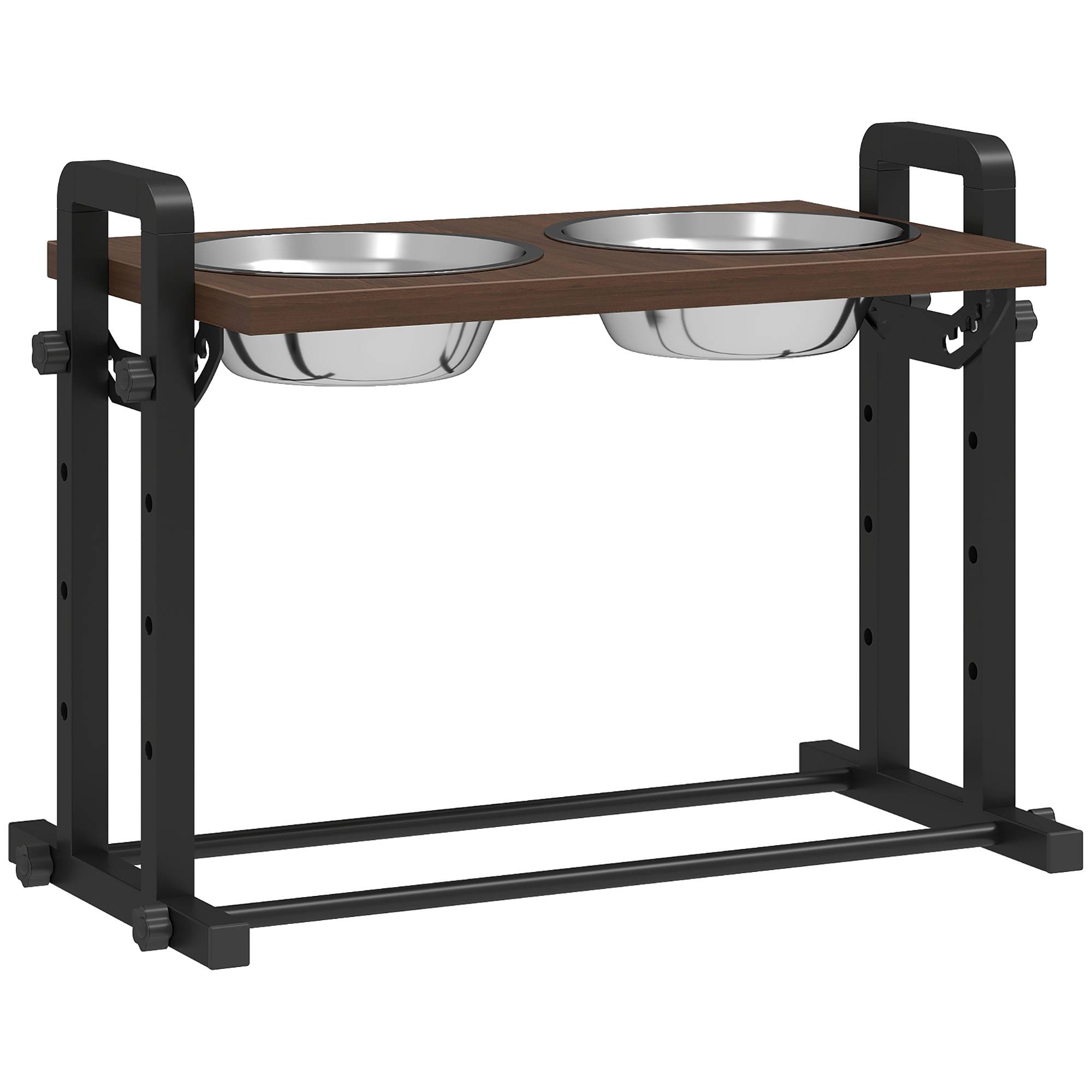 ComfortXL - Gamelle surélevée chien inox et bois brun 2 x 1,2 L hauteur et inclinaison réglables pour repas confortables - Image 2