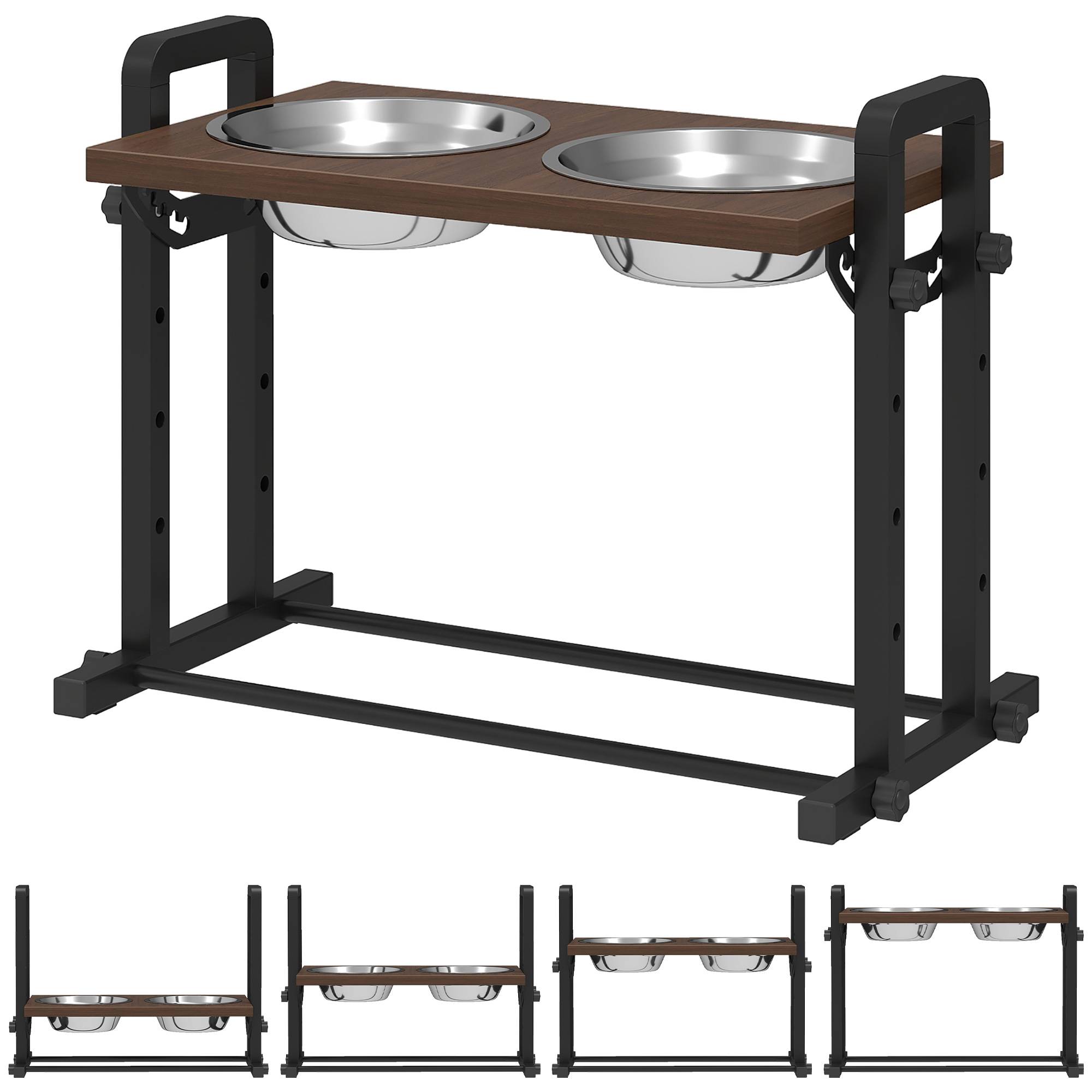 ComfortXL - Gamelle surélevée chien inox et bois brun 2 x 1,2 L hauteur et inclinaison réglables pour repas confortables - Image 10