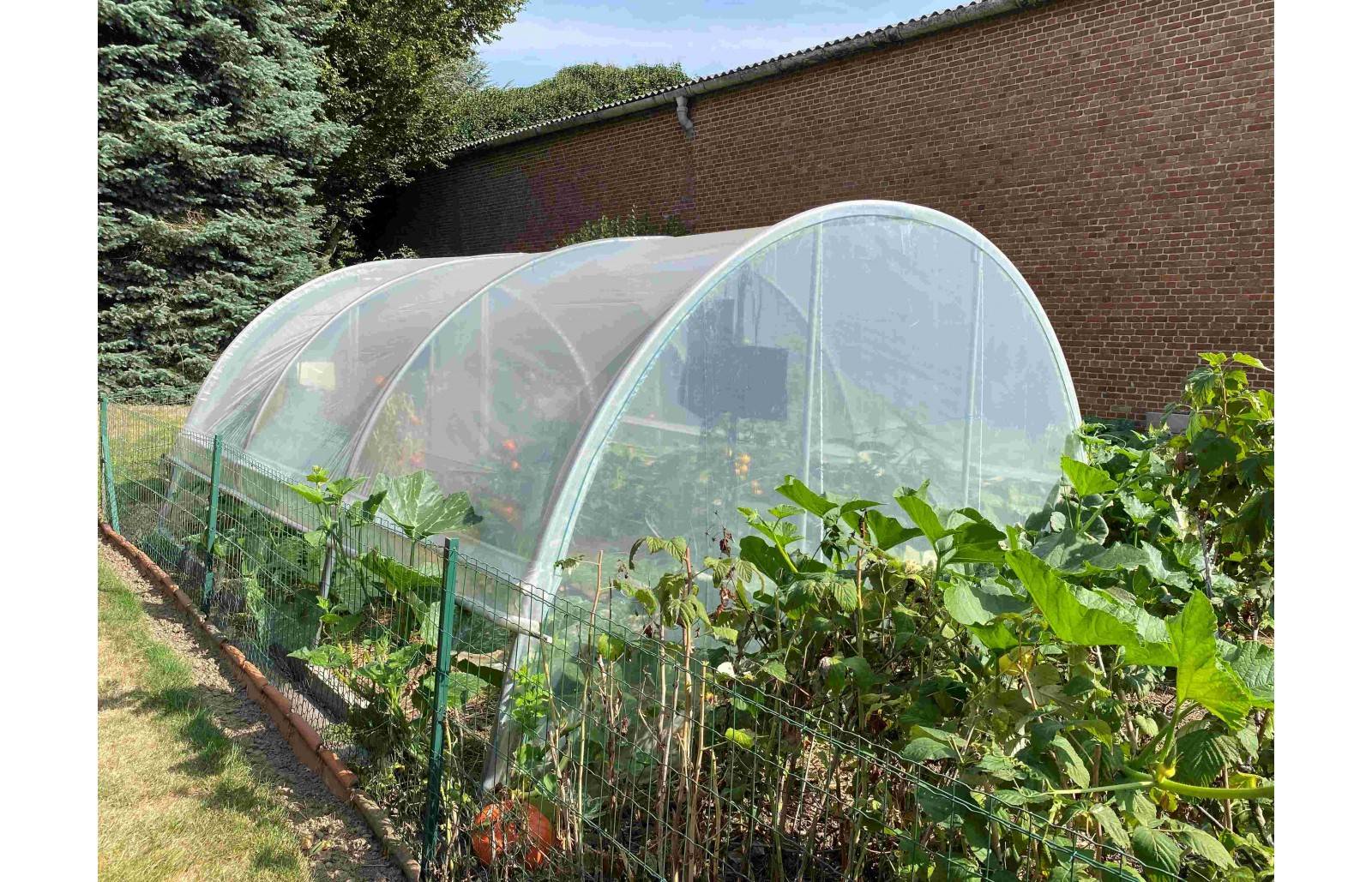 Serre tunnel de jardin - 11m² - 3,7 x 3 m - pieds arrondis - polyéthylène haute densité - aérations latérales - LES SERRES TONNEAU - Image 9