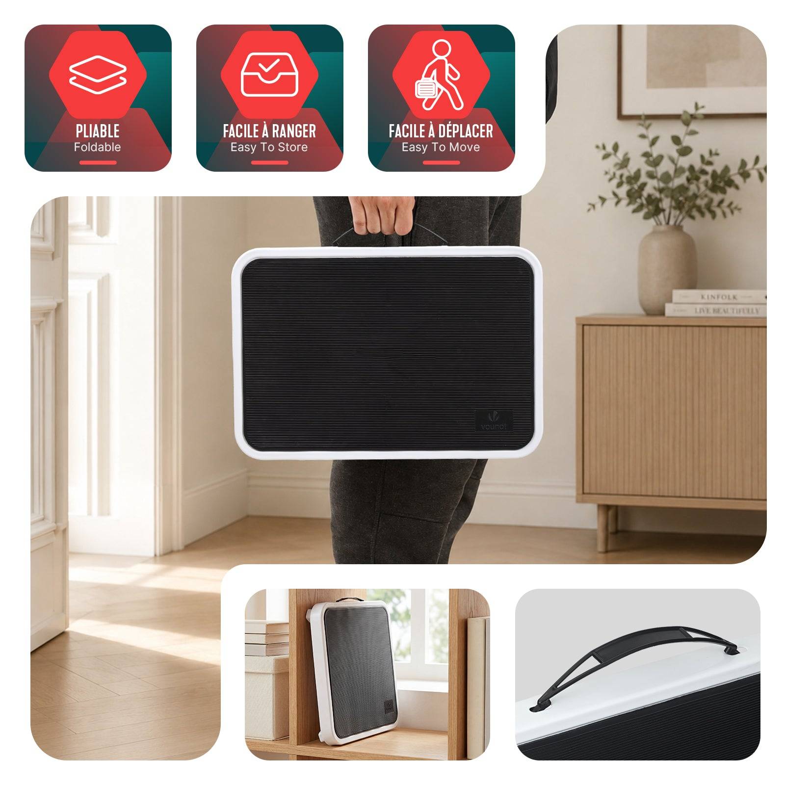 Vounot - Marchepied pliable portable en métal - Escabeau avec plateforme antidérapant 38x26cm - Tabouret demi-marches blanc - VOUNOT® - Image 5