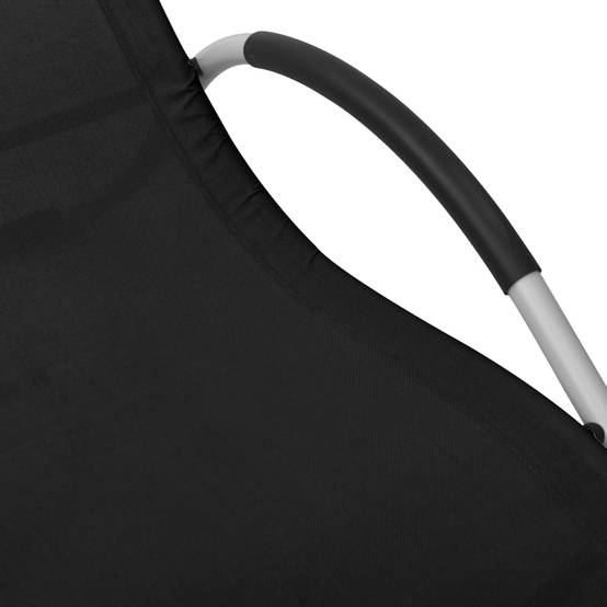 Chaise longue | Transat | Bain de soleil textilène noir et gris - Image 5