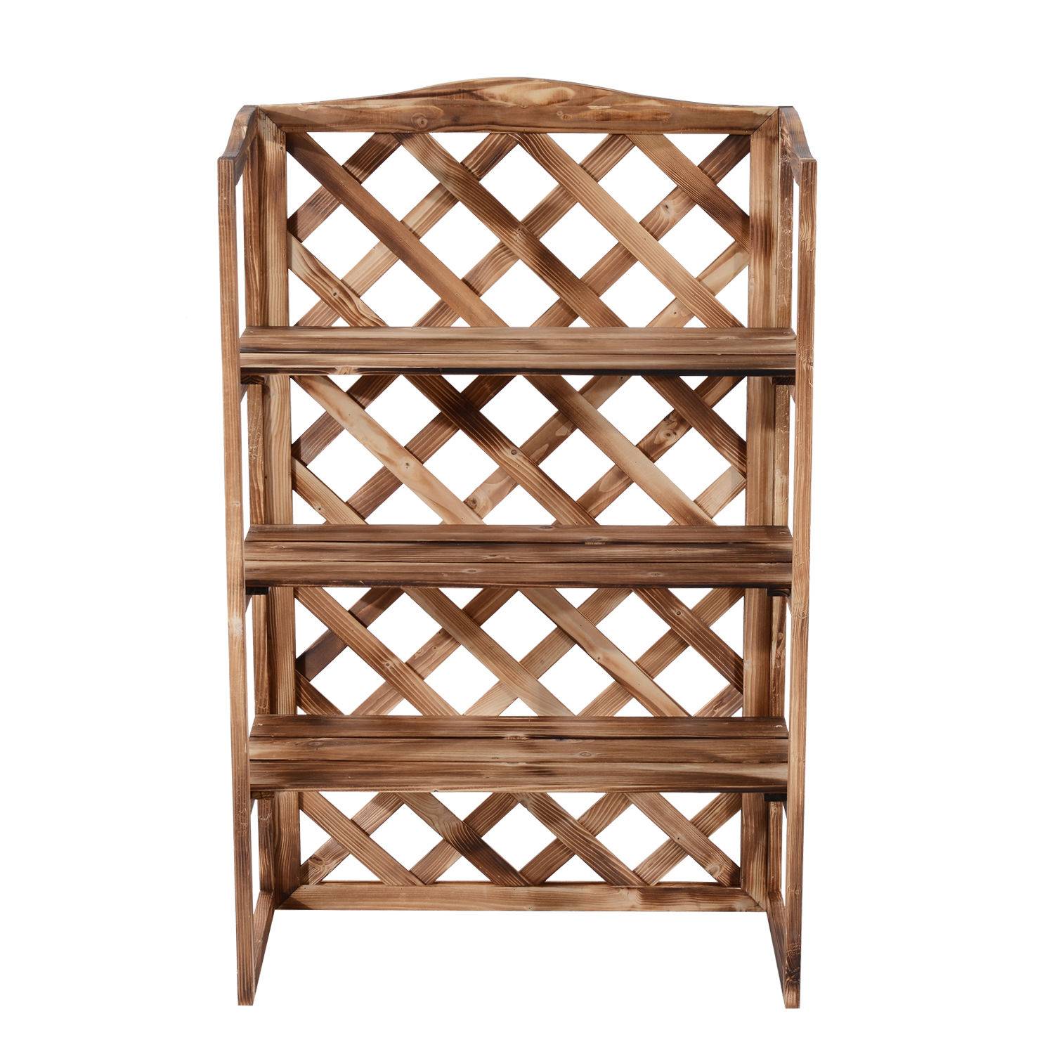 Porte-plantes en bois de sapin pour balcon 3 niveaux grande capacité 75x38x120cm naturel - ComfortXL Outdoor Living - Image 6