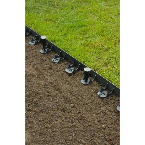NATURE Bordure a gazon en polypropylene et polyéthylene - 16 ancres - H 4,5 x (4 x L100) cm - Noir - Image 4