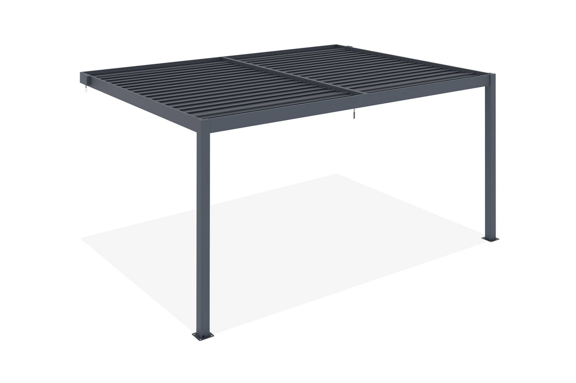 Cazeboo Pergola bioclimatique adossée PIANA 4x3 m aluminium gris - Lames orientables - Image 6