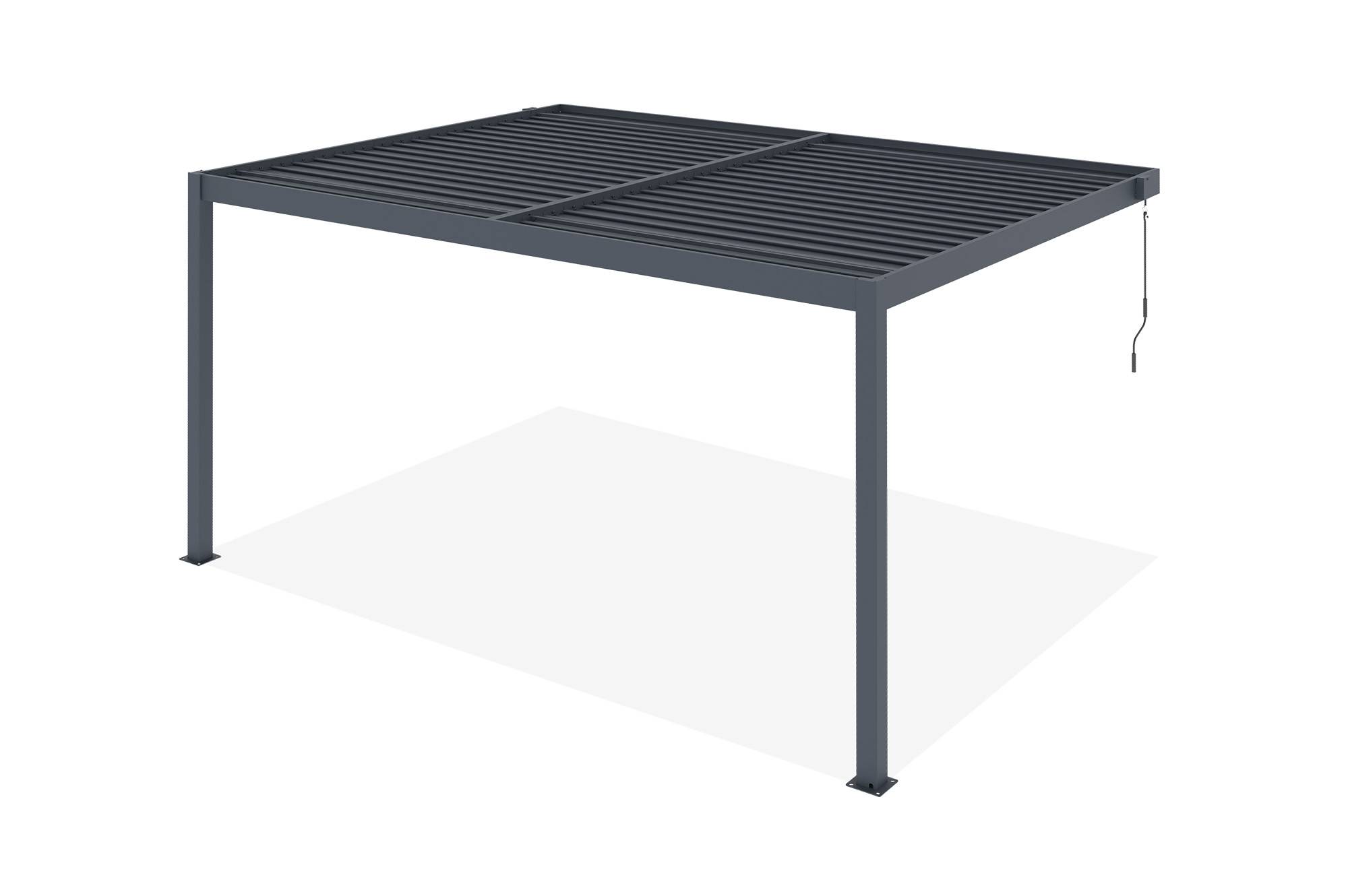 Cazeboo Pergola bioclimatique adossée PIANA 4x3 m aluminium gris - Lames orientables - Image 5