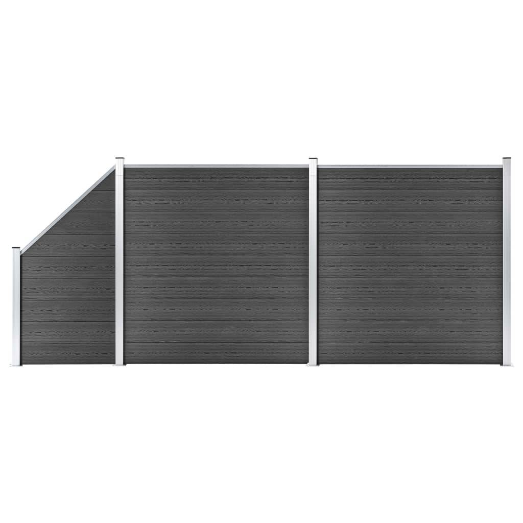 Panneau de clôture WPC noir 446 x 105-186 cm - PANGIVO - Image 1