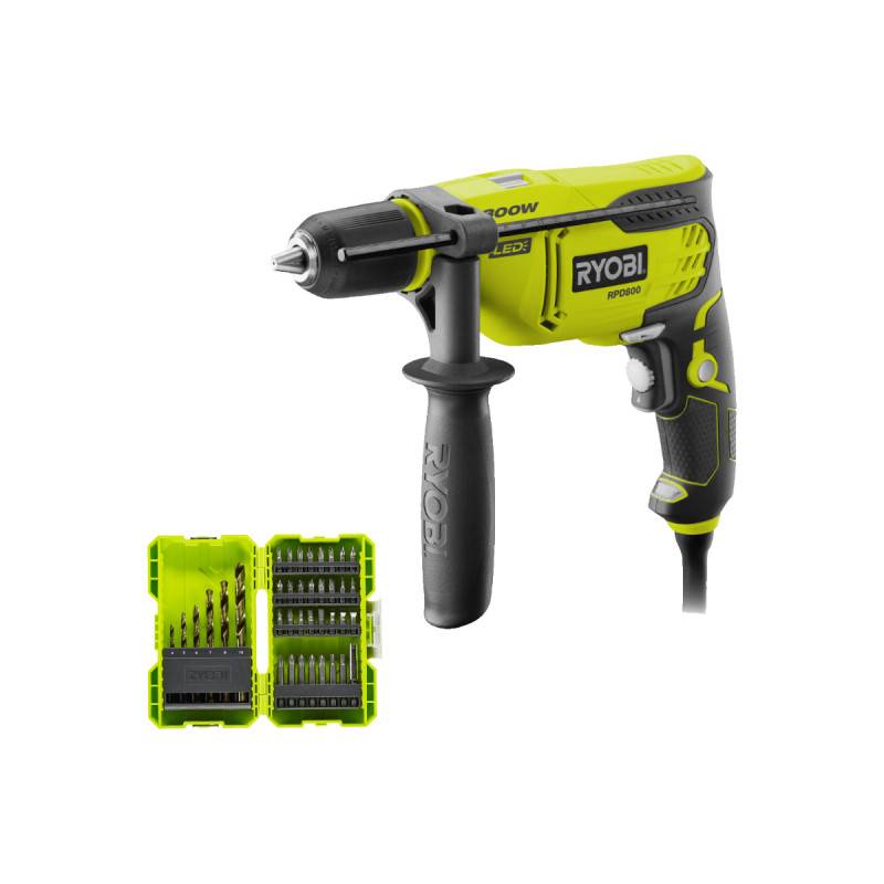 Ryobi - Pack RYOBI - Perceuse à percussion - RPD800-K - 800W - Coffret antichocs empilable RAK38SDD 38 accessoires de perçage-vissage - porte embouts