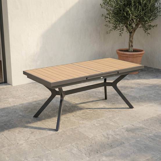 Oviala - Table de jardin extensible 187/250 cm en aluminium et 10 chaises Savannah - Oviala - Image 5