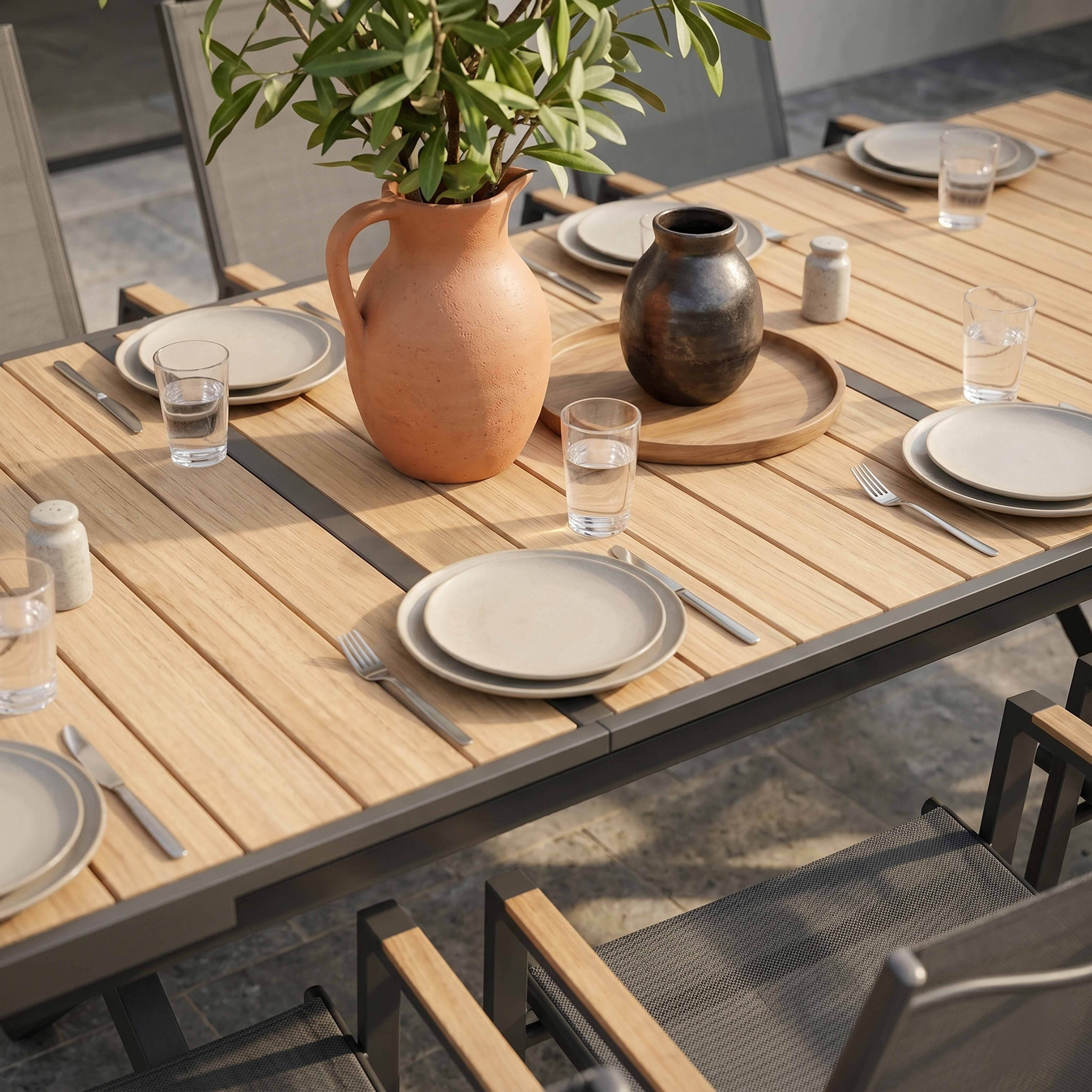 Oviala - Table de jardin extensible 187/250 cm en aluminium et 10 chaises Savannah - Oviala - Image 3