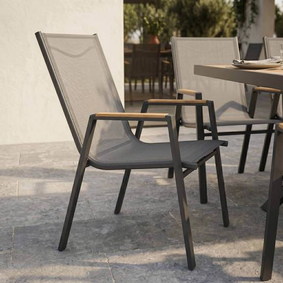 Oviala - Table de jardin extensible 187/250 cm en aluminium et 10 chaises Savannah - Oviala - Image 4