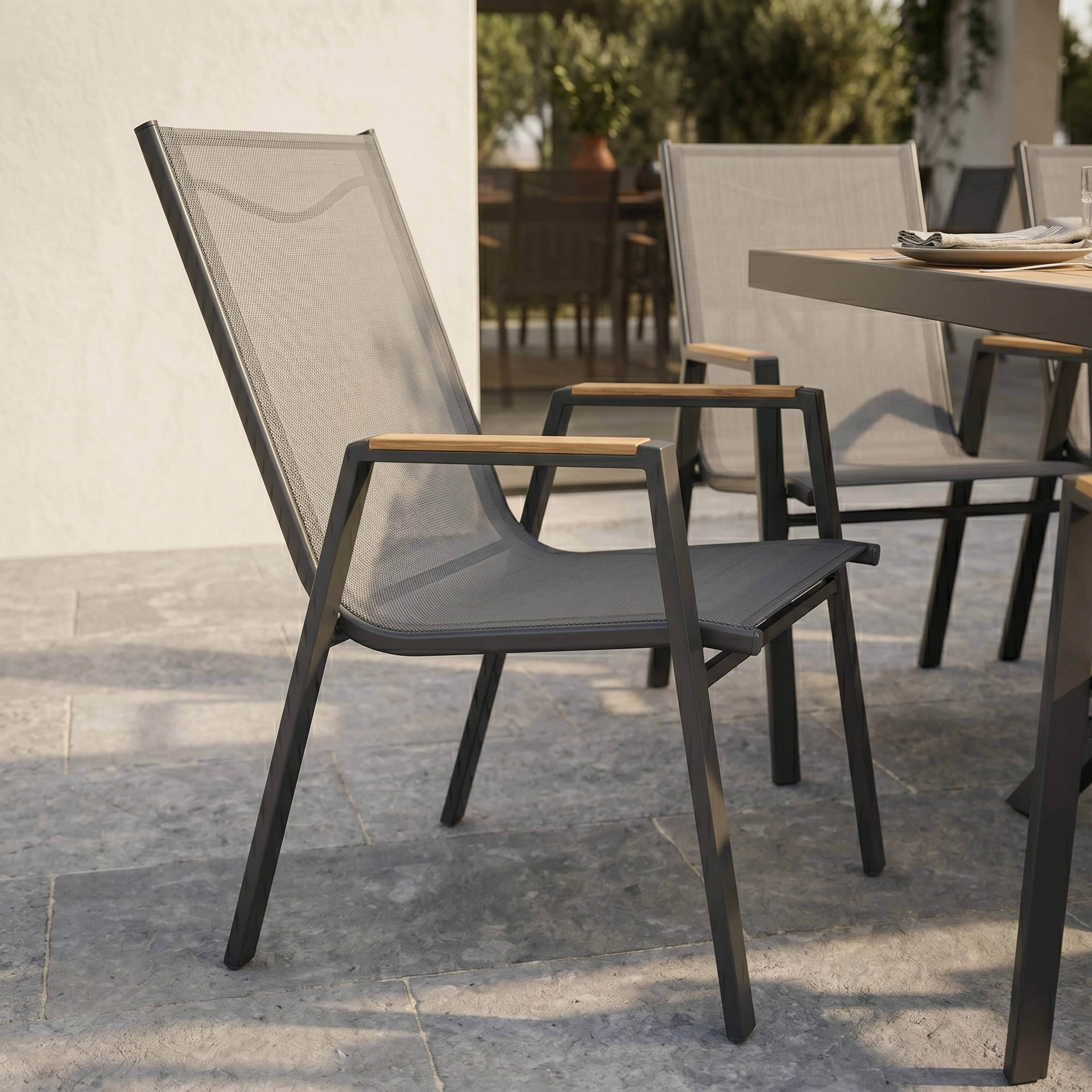 Oviala - Table de jardin extensible 187/250 cm en aluminium et 10 chaises Savannah - Oviala - Image 4