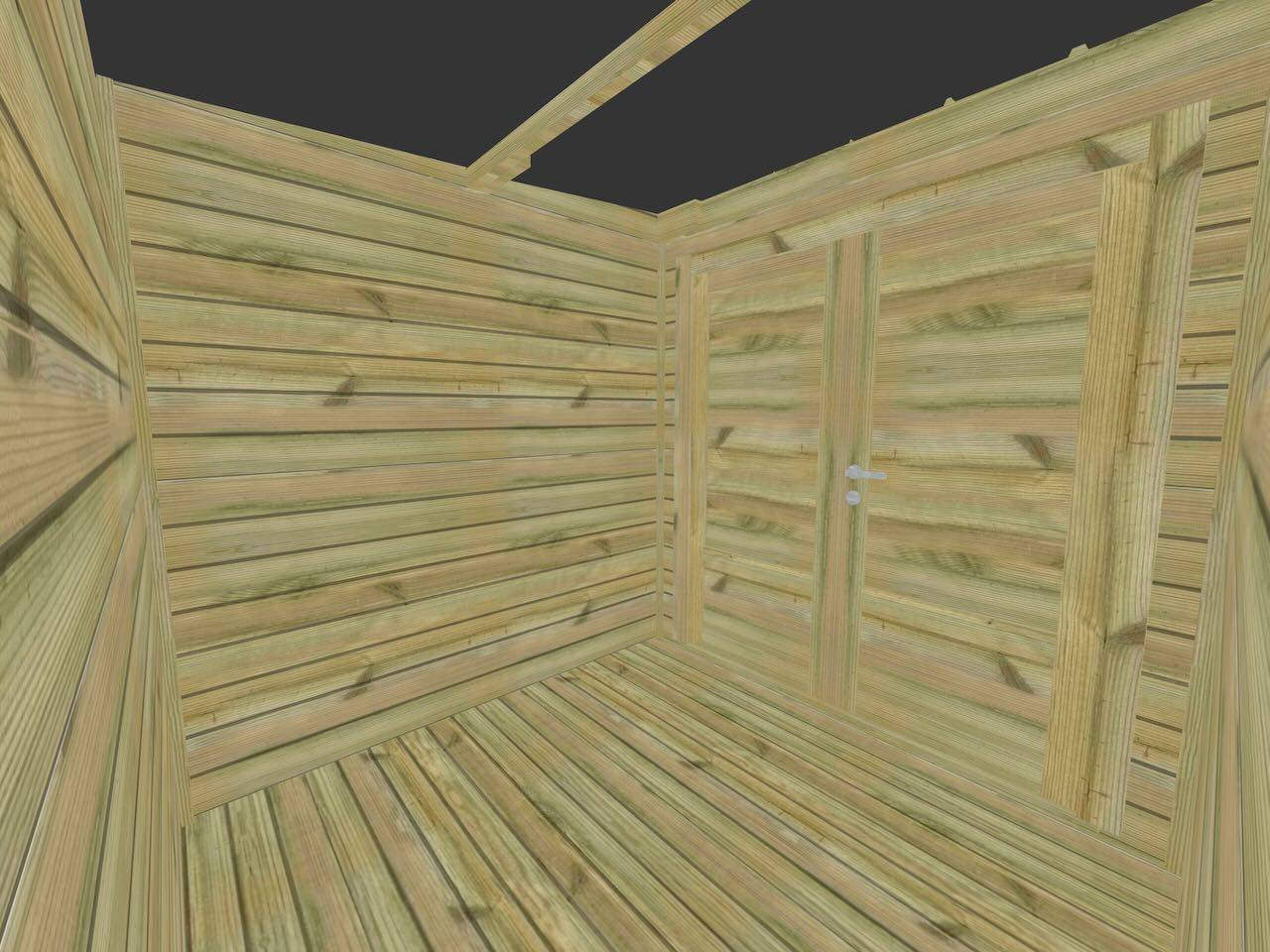 Abri Français - ABRI DE JARDIN bois autoclave 27mm - 4,14x2,14m / 9m2 - Bac acier - Plancher bois - Image 5