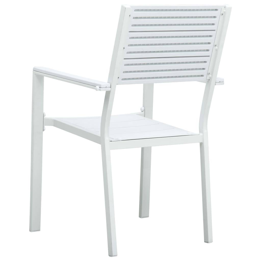 Lot de 4 Chaises de jardin - Chaises d'extérieur - Fauteuils de jardin Blanc PEHD Aspect de bois - Image 5