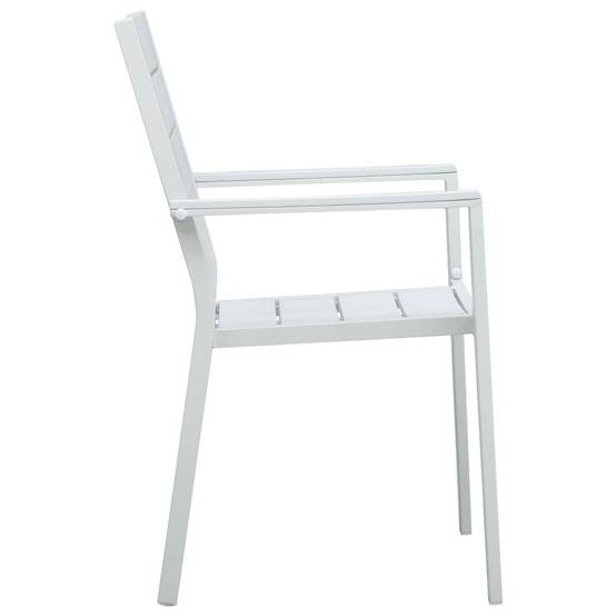 Lot de 4 Chaises de jardin - Chaises d'extérieur - Fauteuils de jardin Blanc PEHD Aspect de bois - Image 4