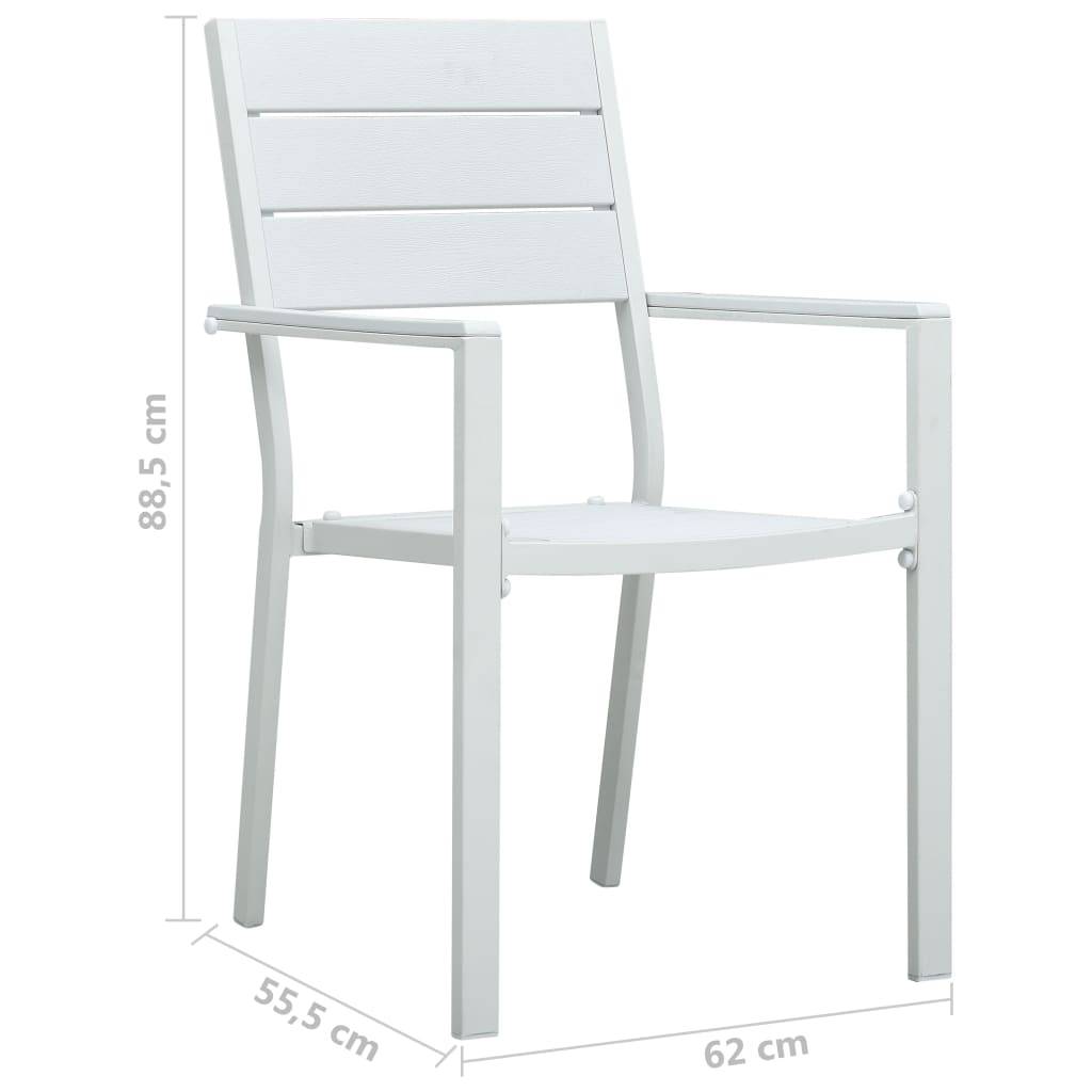 Lot de 4 Chaises de jardin - Chaises d'extérieur - Fauteuils de jardin Blanc PEHD Aspect de bois - Image 9