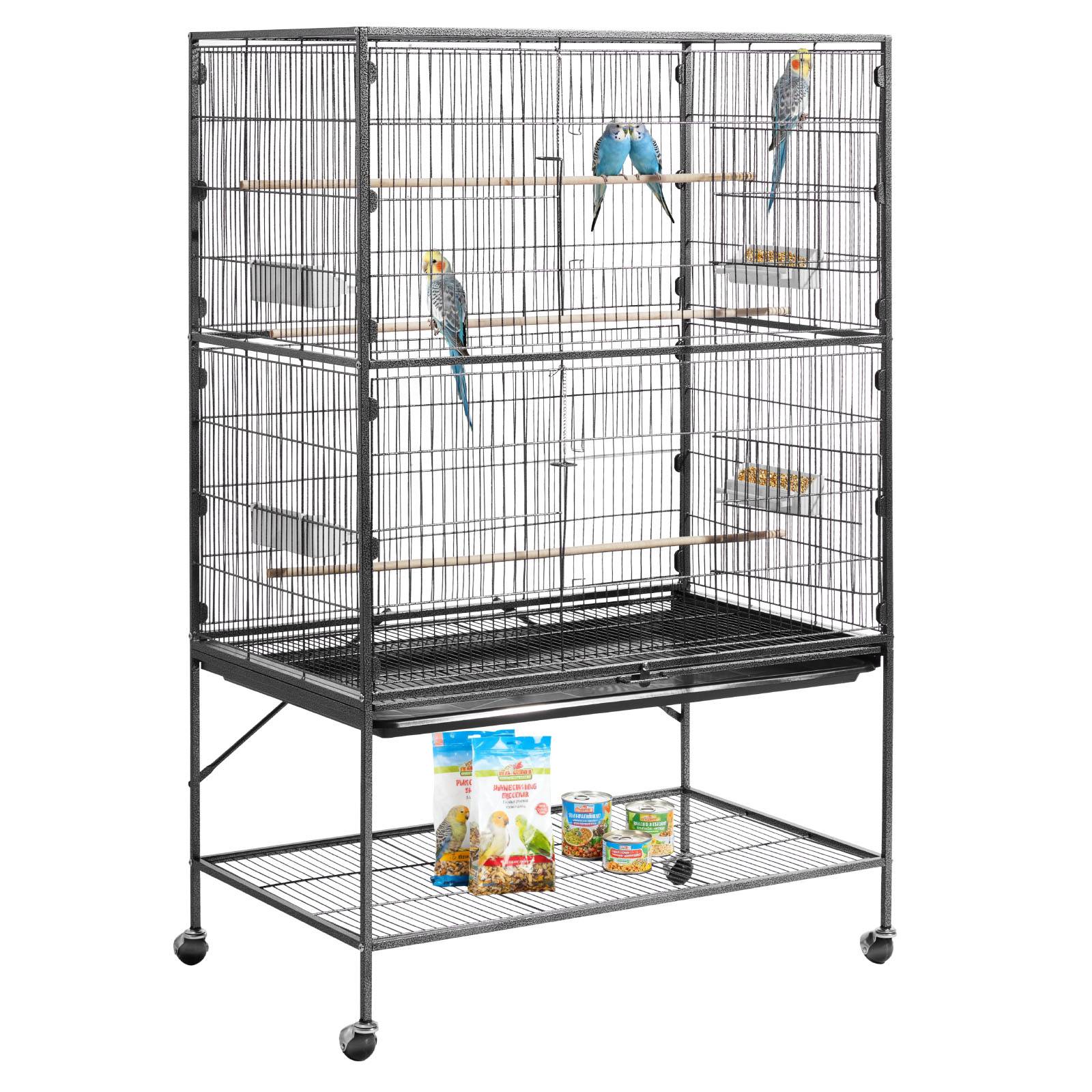 Vevor - VEVOR Cage Oiseau Volière Oiseaux sur Pied sur Roulettes 93x58x151 cm Toit Plat - Image 1