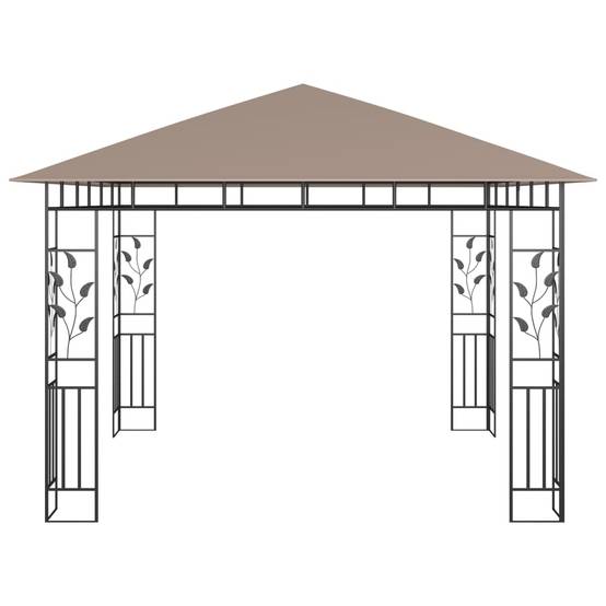 Pavillon de Jardin en Acier avec Parois Moustiquaires et Guirlande LED Solaire Taupe 3x3 m – ComfortXL Outdoor Living - Image 6