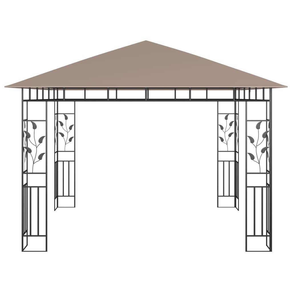 Pavillon de Jardin en Acier avec Parois Moustiquaires et Guirlande LED Solaire Taupe 3x3 m – ComfortXL Outdoor Living - Image 6