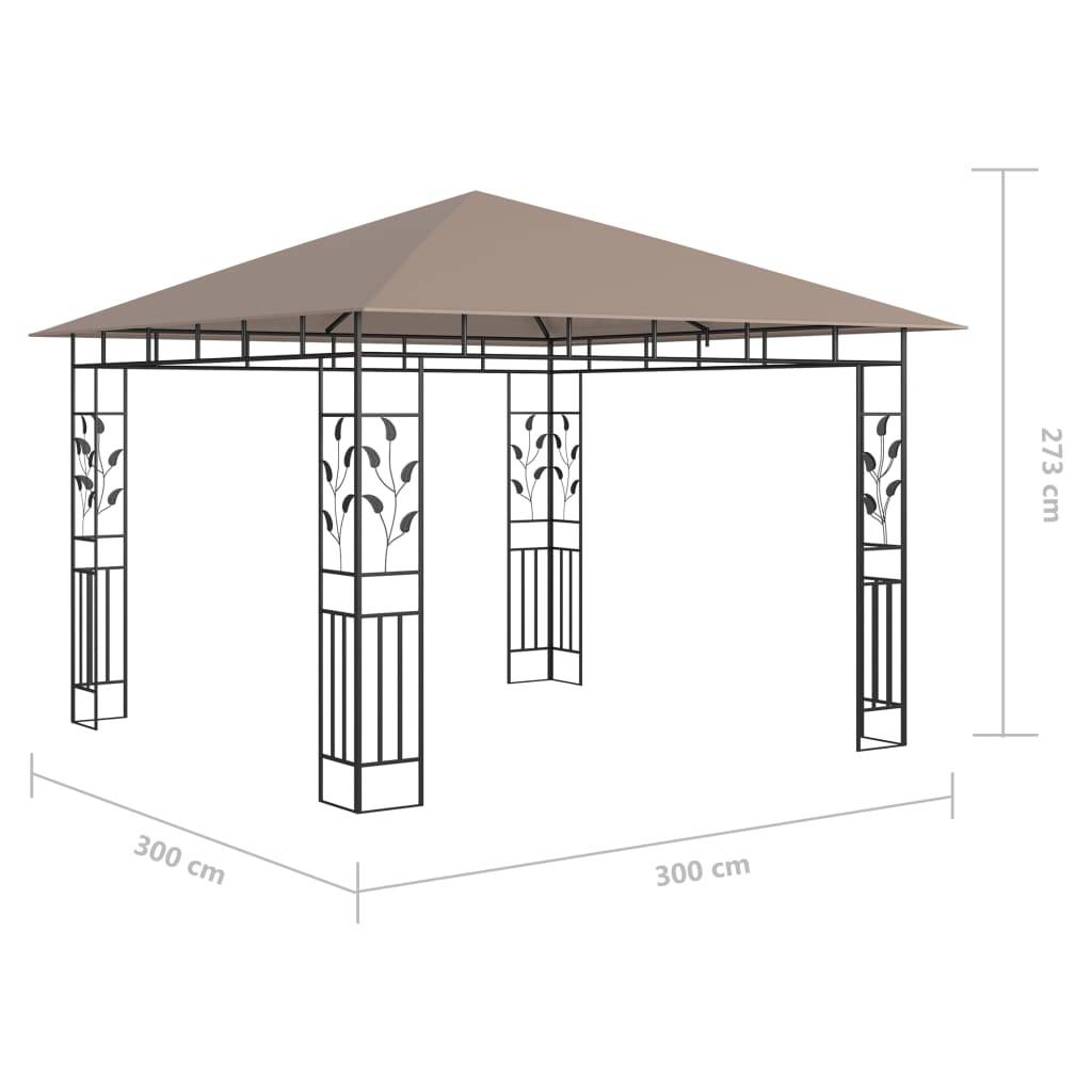 Pavillon de Jardin en Acier avec Parois Moustiquaires et Guirlande LED Solaire Taupe 3x3 m – ComfortXL Outdoor Living - Image 10
