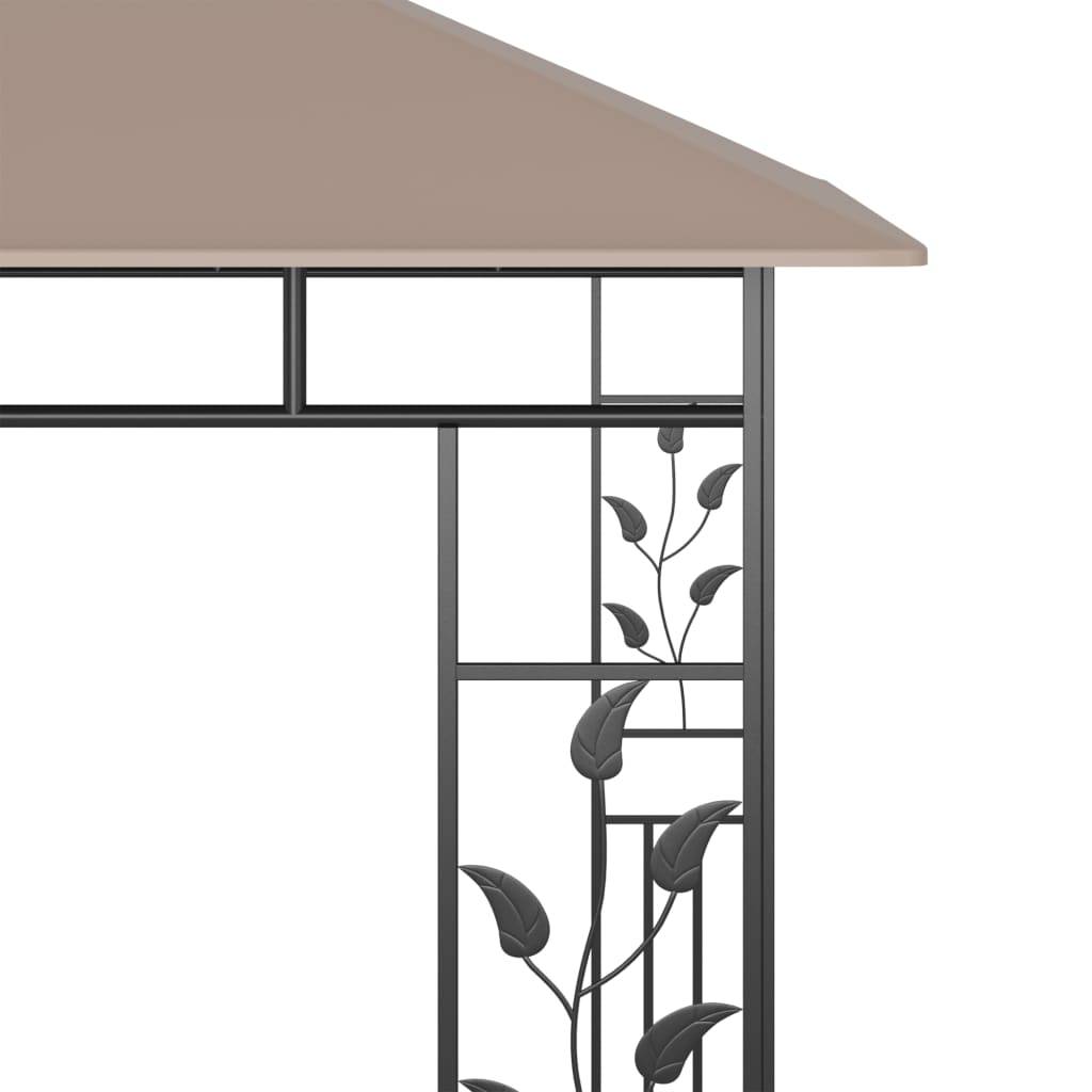 Pavillon de Jardin en Acier avec Parois Moustiquaires et Guirlande LED Solaire Taupe 3x3 m – ComfortXL Outdoor Living - Image 7