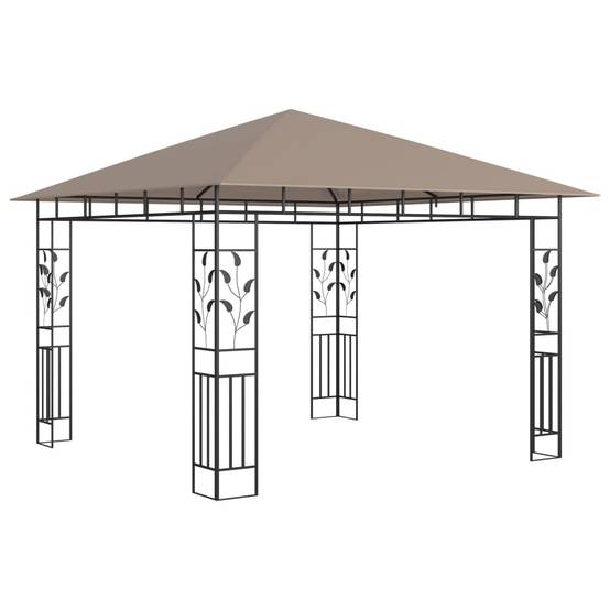Pavillon de Jardin en Acier avec Parois Moustiquaires et Guirlande LED Solaire Taupe 3x3 m – ComfortXL Outdoor Living - Image 5