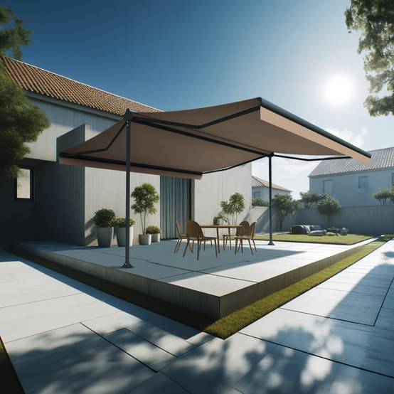 Intersun - Store banne double pente ENARGITE 6,00x2x3,00 M (Motorisé à Télécommande - Gris Anthracite - Taupe) - INTERSUN - Image 2