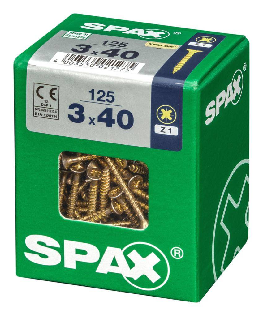Spax - Lot de 125 vis acier tête fraisée pozidriv SPAX, Diam.3 mm x L.40 mm - Image 5