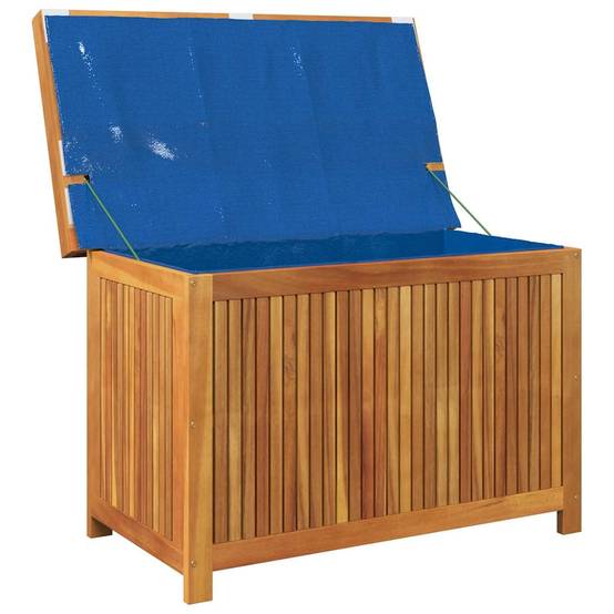 Boîte à coussins bois d'acacia naturel et gris foncé 90 x 50 x 60.5 cm - PANGIVO - Image 4