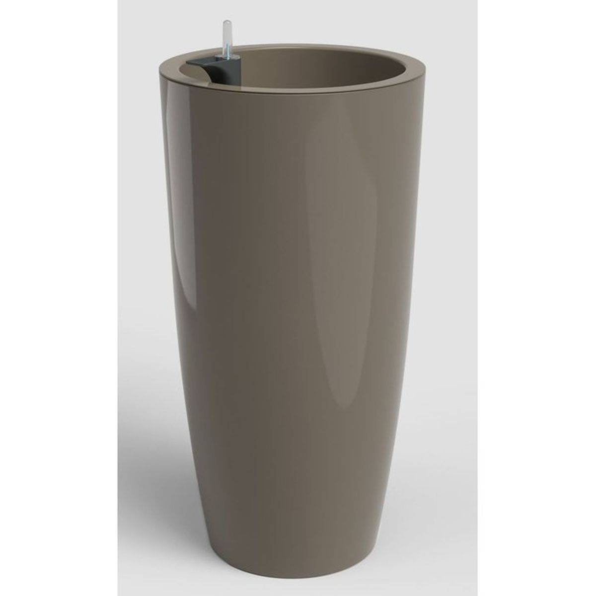 Pot de fleurs auto-arrosant Santorini SWS 65 BR Ø33 x H65 cm taupe brillant - Artevasi - Image 1