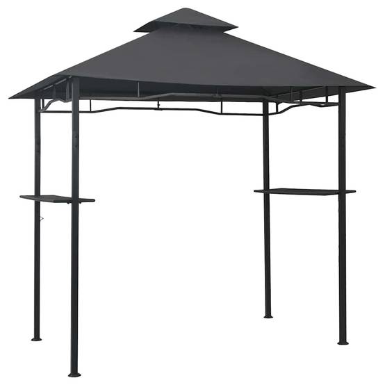 Abri Barbecue Acier avec Double Toit et Étagères pour Grillades Jardin Anthracite 2.4x1.5m – ComfortXL Outdoor Living - Image 2